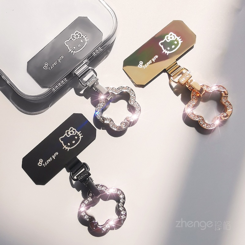 Cute cat rotating buckle metal gasket phone strap clip piece thin not top shell does not affect charging bracelet bead chain