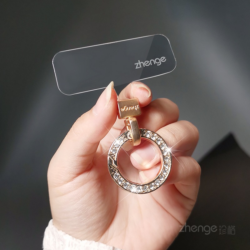 Rhinestone round buckle phone strap swivel head clip piece thin gasket phone chain hanging piece not top shell does not affect charging new