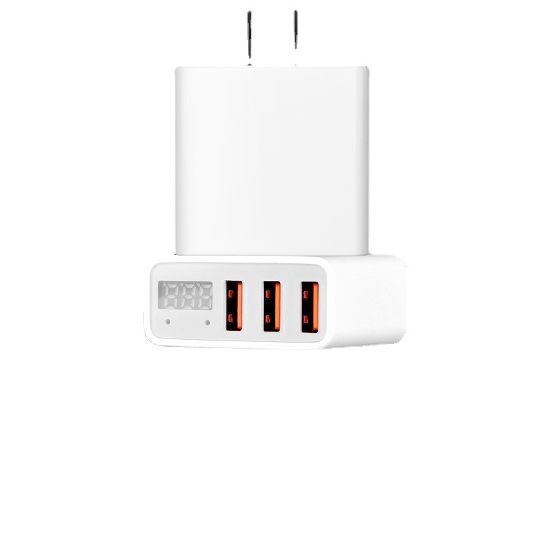 Three-Port USB Charger for Apple Huawei iPhone 15 Series Smart Digital Display Multi-Port Phone Charger