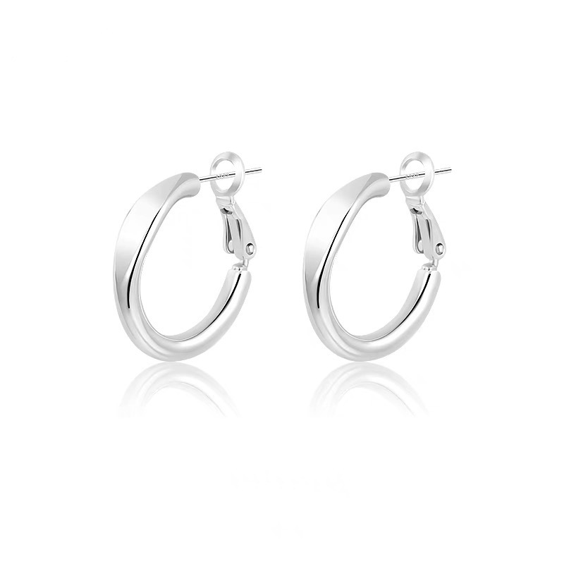 Simple silver geometric hoop earrings women daily commuting ear cuff niche ear hoop ear accessories