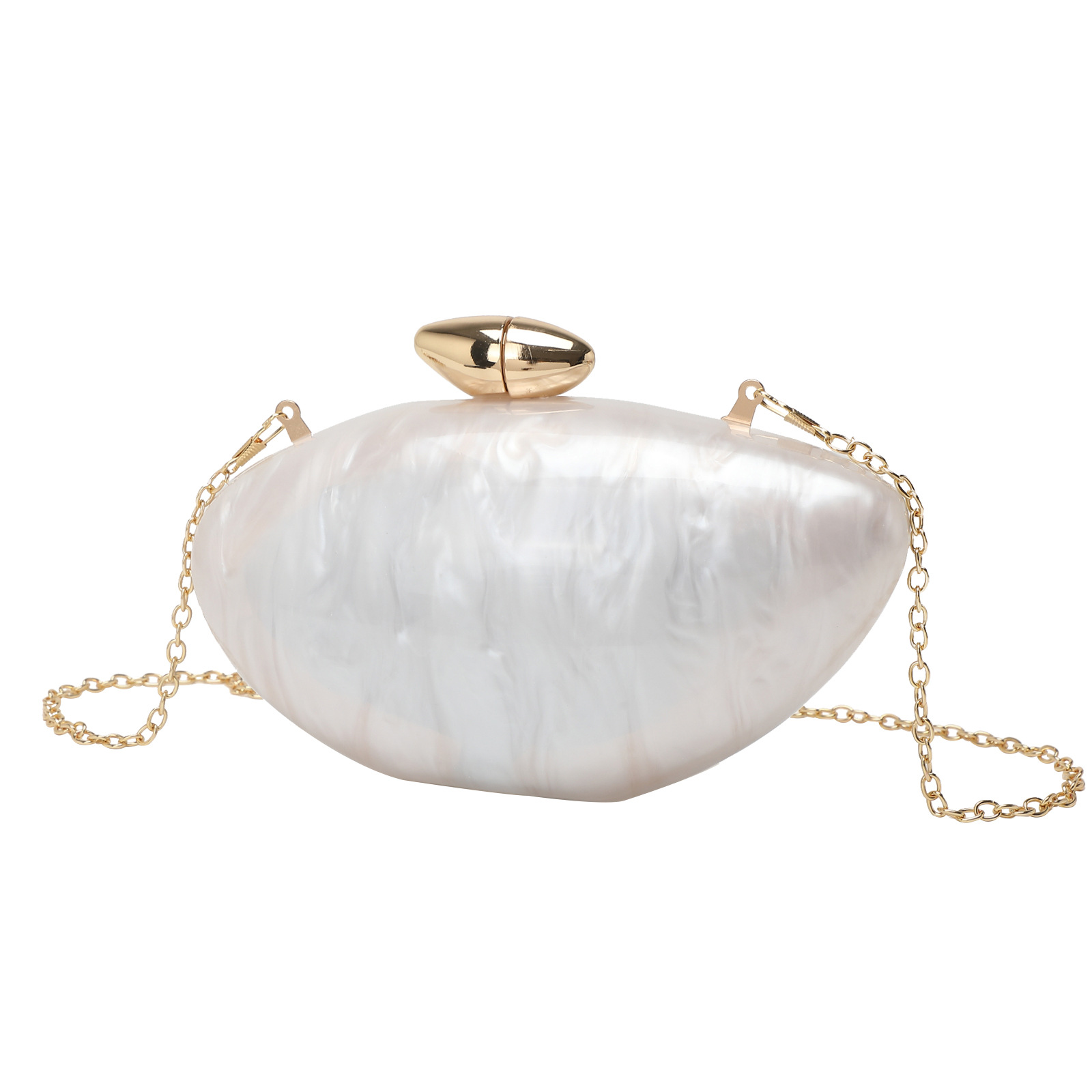 2024 New Evening Bag Women Acrylic Clutch Bag Oval Bag Chain Shoulder Bag