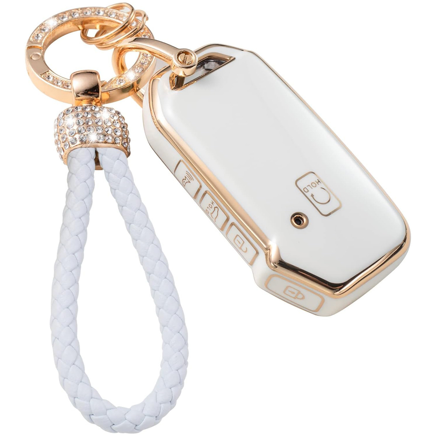 Gold Edge Car Key Case Car Key Bag Diamond Ring Pendant Keychain