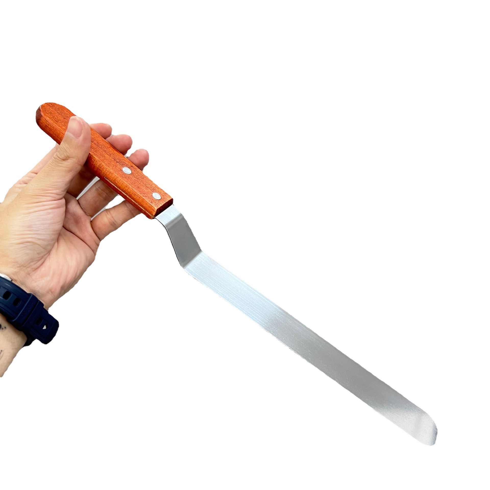 Wooden Handle Teppanyaki Beef Steak Steak Spatula Pizza Pan-Fried Spatula Hand-Grasp Cake Tool Triangle Spatula Pancake Spatula