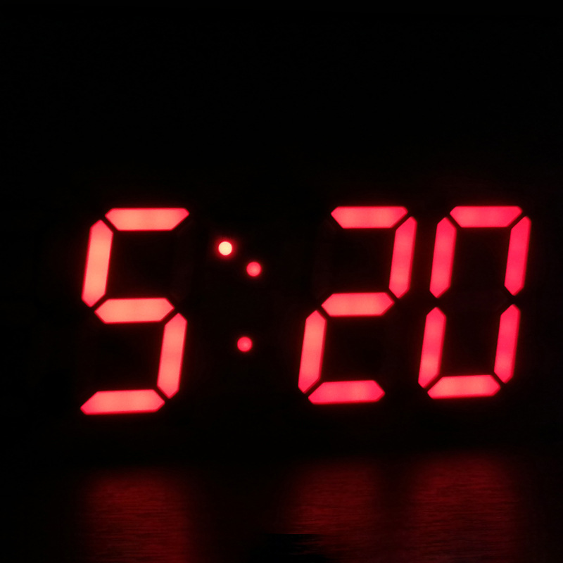 3D Digital Alarm Clock Home Desktop Clock Wall-Mounted Living Room LED Wall-Mounted Electronic Clock Wall Clock