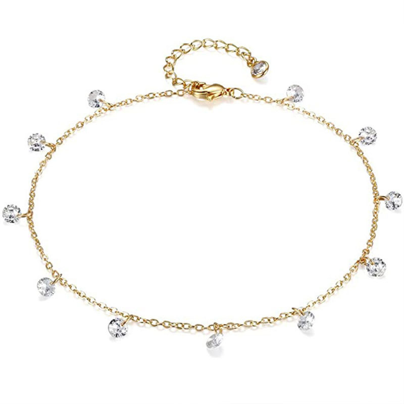 Rongshang Accessory New Women's Zircon Anklet Zircon Pendant Ankle Ornament