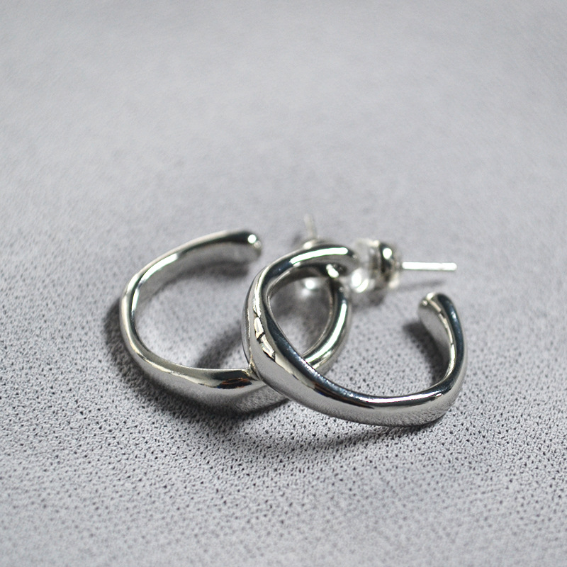 Brass gold-plated irregular C-shape 925 silver pin ear studs ear accessories