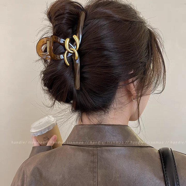 Brown large claw clip for women back of head bun clip for thick hair hair clip hair accessory