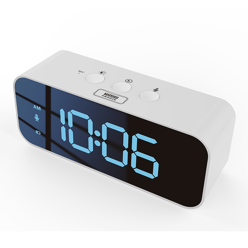 New LED Rechargeable Recording Clock with Seven-Color Display, Three Recording Groups, Smart Student Desktop Voice-Controlled Electronic Alarm Clock