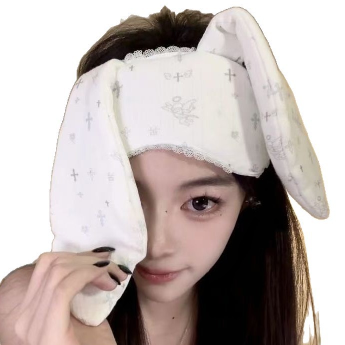Cartoon cute shading non-transparent sleep sleep adjustment elastic new lace rabbit ear eye mask girls