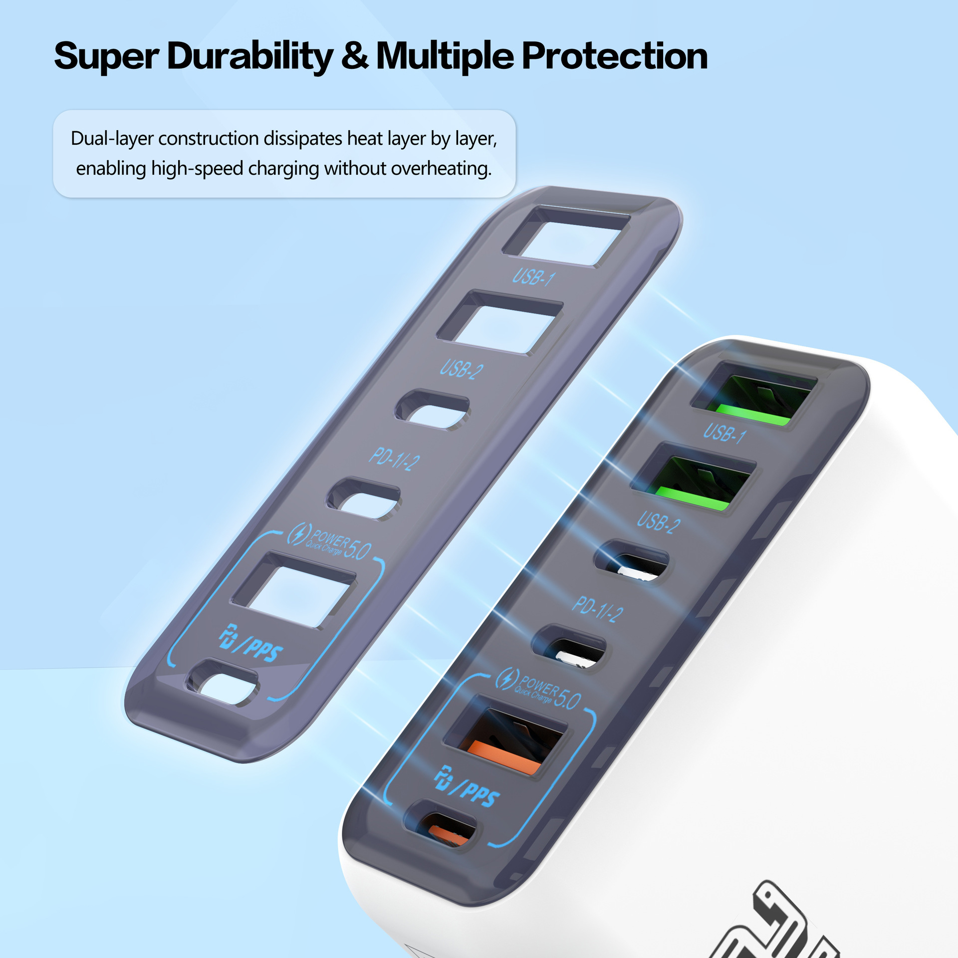 New 240W Multi-Port Charger PD Fast Charge qc3.0 Charging Head 3USB+3PD UK Plug 5V4A