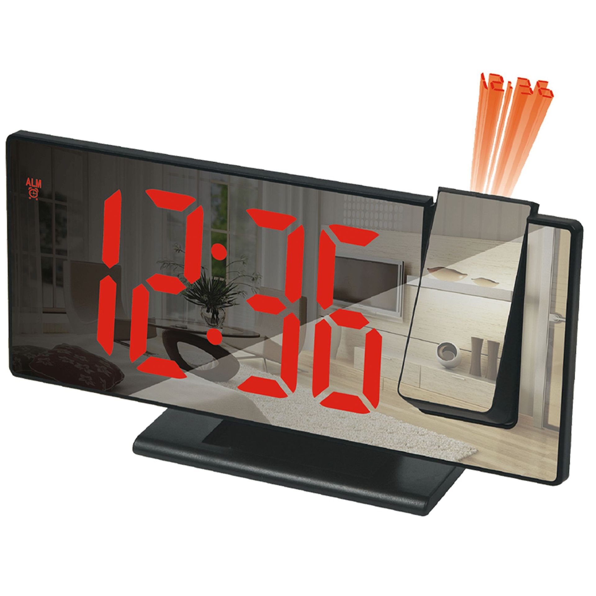 LED mirror projection electronic clock multifunctional large screen digital brightness adjustable desktop electronic clock with USB power supply