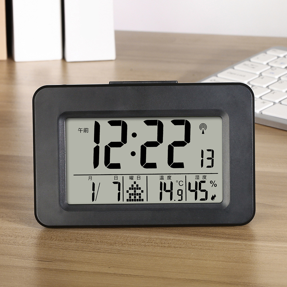 Radio Controlled Clock Automatic Time Setting Indoor Temperature Humidity Electronic Clock Backlight Alarm Clock German Japanese Radio Controlled Clock
