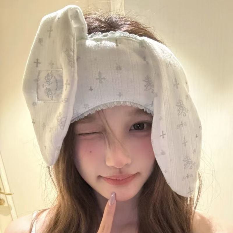 Cartoon cute shading non-transparent sleep sleep adjustment elastic new lace rabbit ear eye mask girls