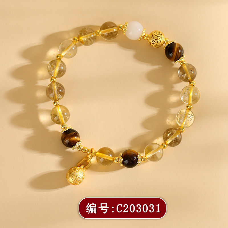Xinjiang Gold Silk Jade Multi-loop Bracelet Peace Buckle Pendant New Chinese Style Ethnic Style Buddha Bead Prayer Bead Bracelet