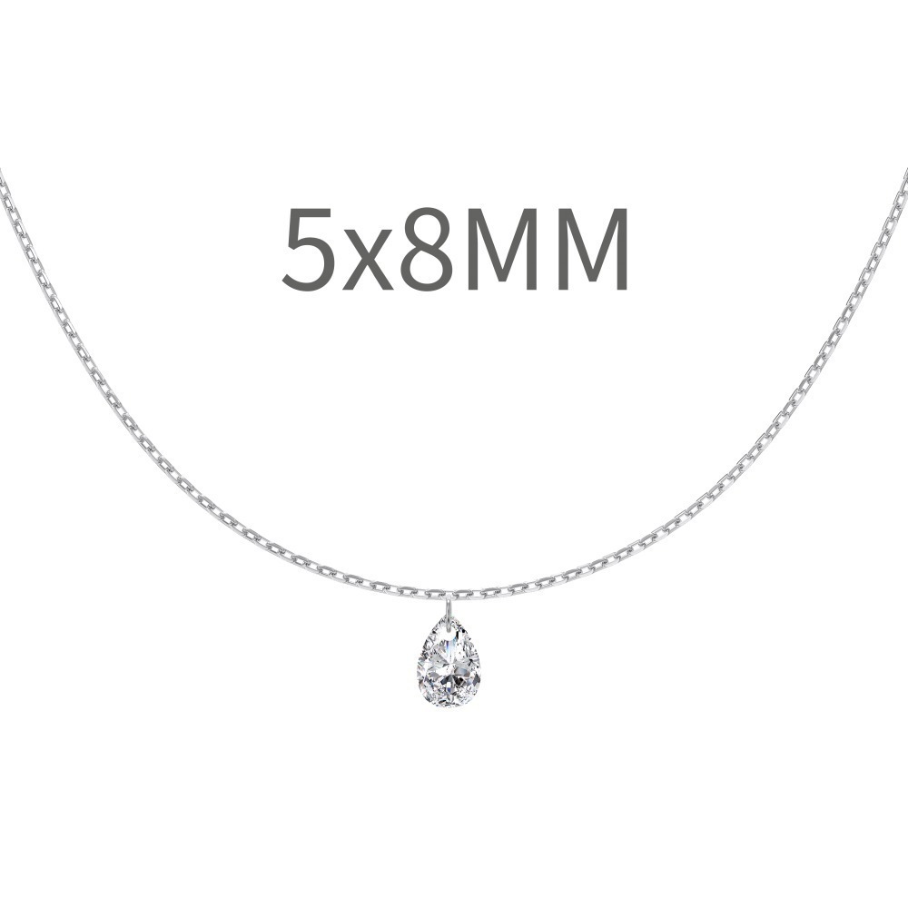 Live S925 sterling silver necklace for women, oval pear-shaped teardrop tassel pendant neck chain silver accessories wholesale