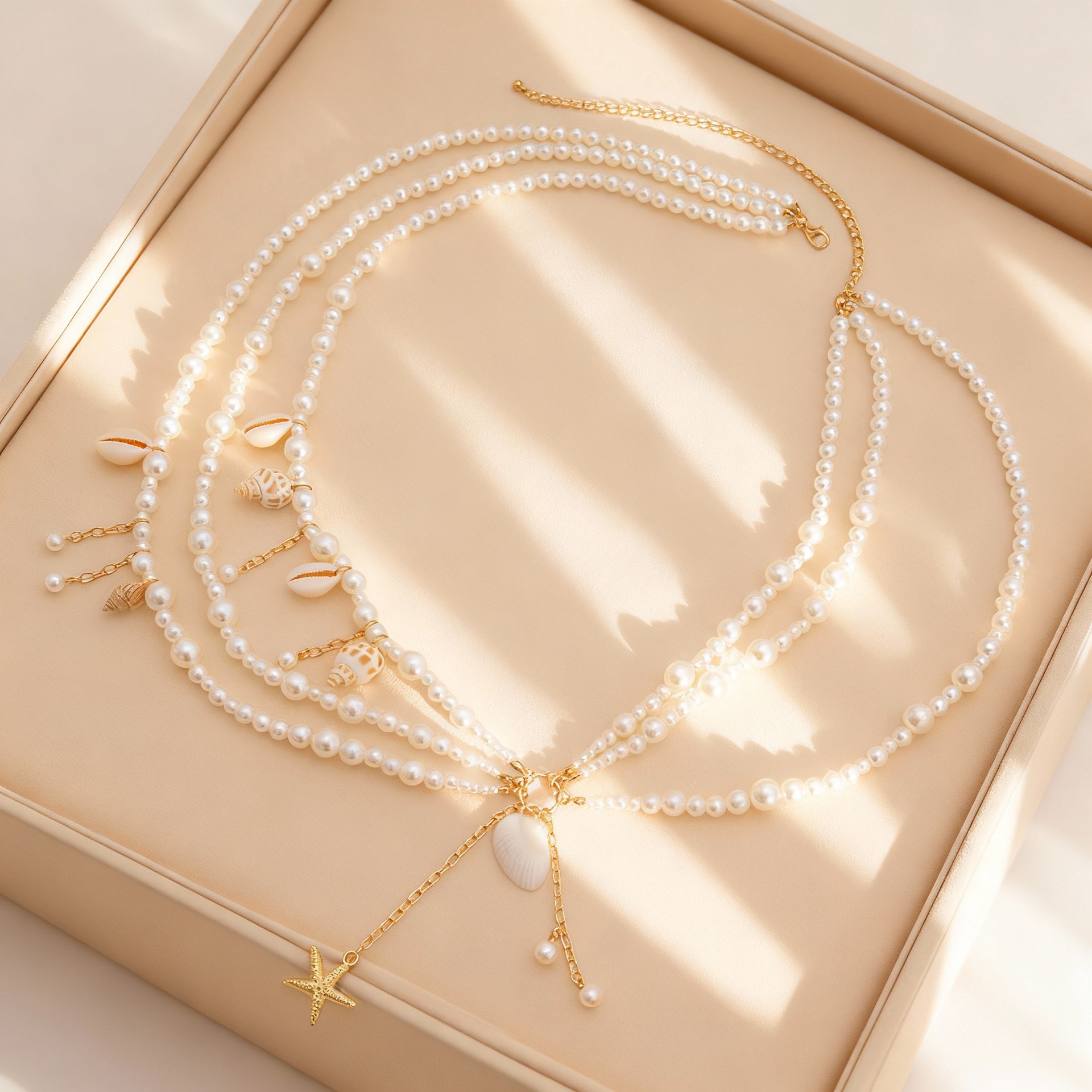 Beach Vacation Conch Shell Pendant Waist Chain Women Sexy Bikini Pearl Scallop Body Chain