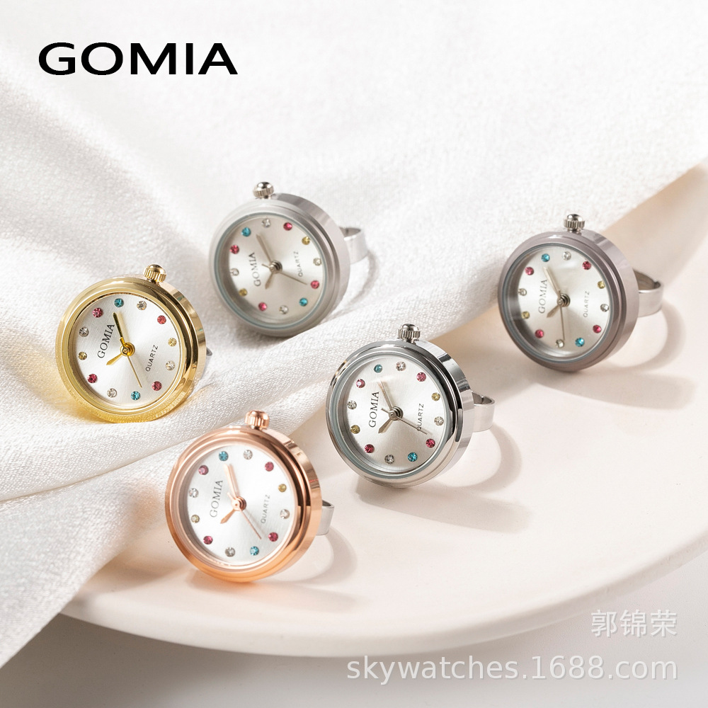 GOMIA Ring Watch New Colorful Diamond Mini Finger Watch Student Can Life Waterproof Watch
