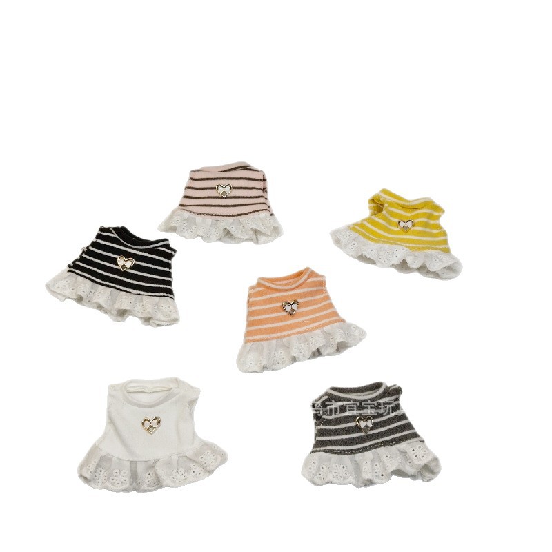 Long Leg KT Sweet Vest Striped Lace Edge Skirt Cute Kitty Gazi Sister Doll Clothes Bag Accessories