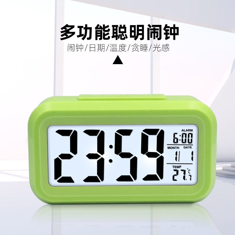 Temperature version smart clock silent clock snooze electronic clock light sensor alarm clock with voice student special alarm clock