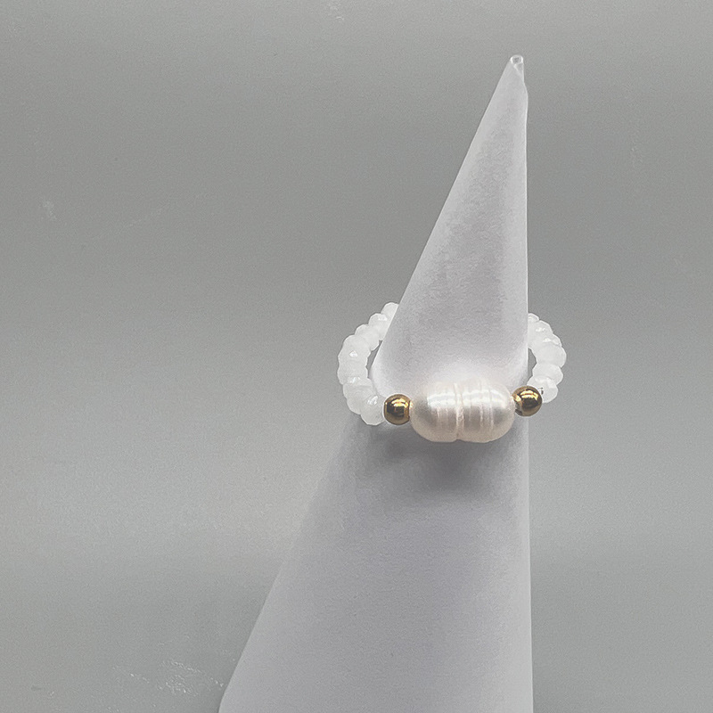 Pearl Ring, Colorful Cat's Eye Bead Stretch Ring, Instagram-Style, Unique and Girly Ring