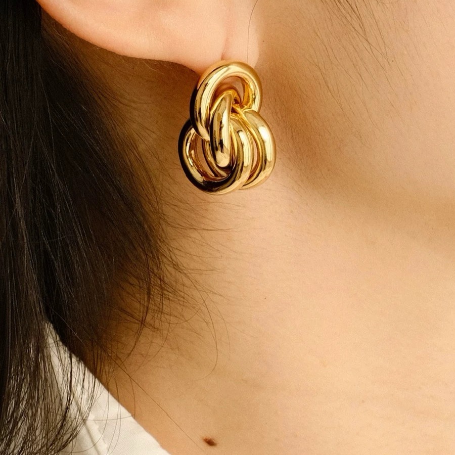 Heavy Craftsmanship Danish Lie Studio Round Stud Earrings for Women Minimalist Multi-Ring Double Ring Ear Cuff Earrings