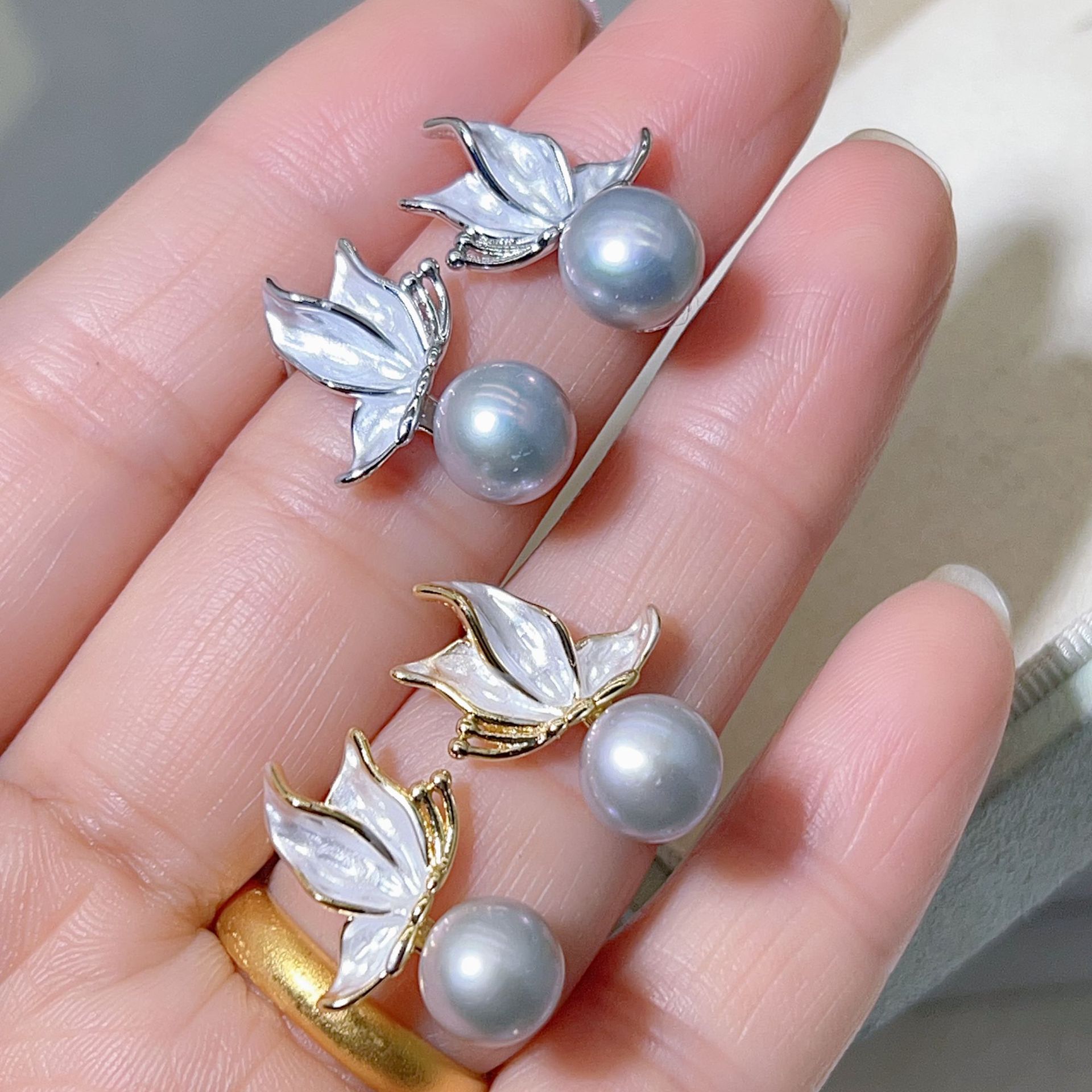 金色托（不含珠） · P1324滴油蝴蝶仙子（7.5-8mm）