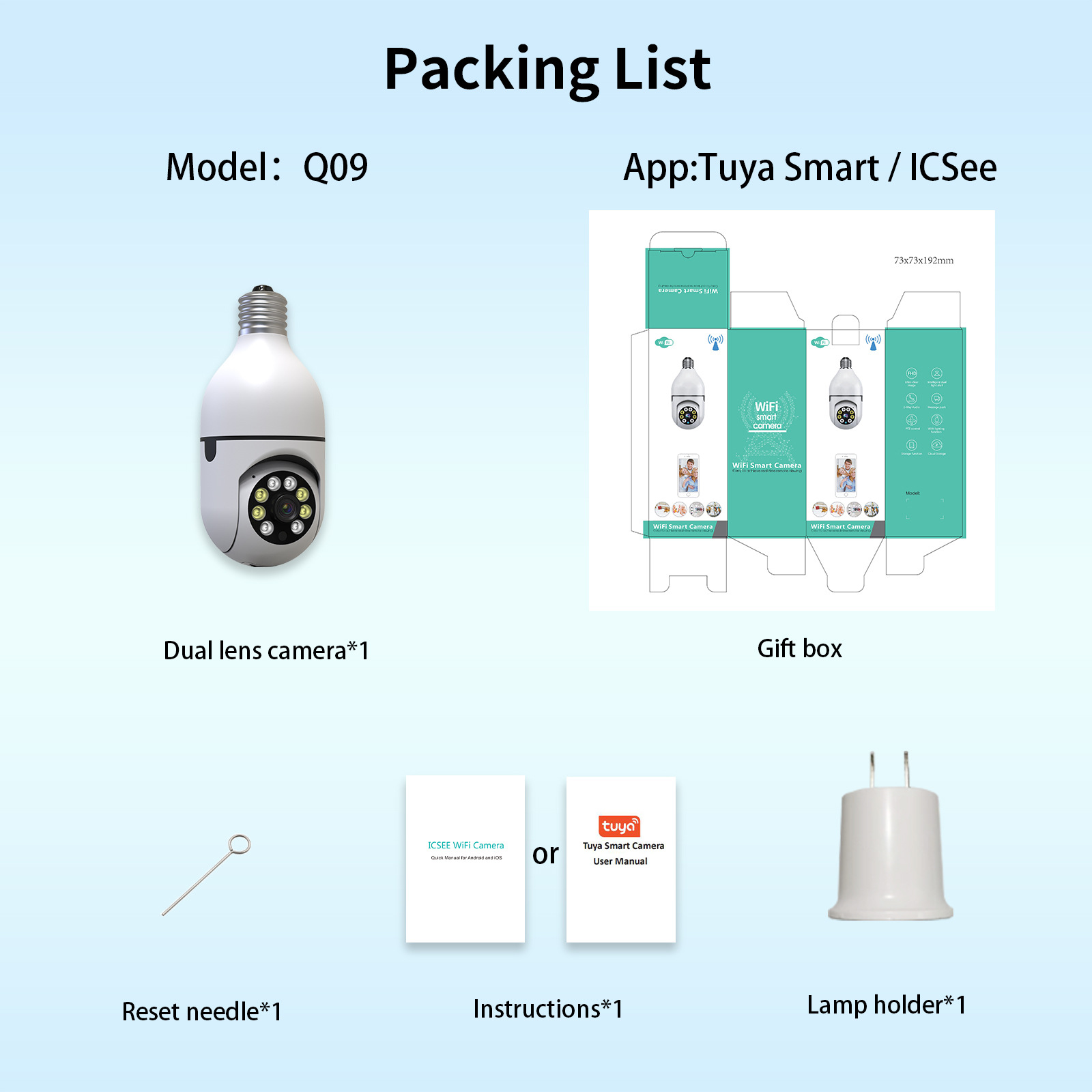 Home 5G Light Bulb Camera Night Vision Wireless Pan-Tilt E27 Lamp Holder icsee Pan-Tilt Surveillance