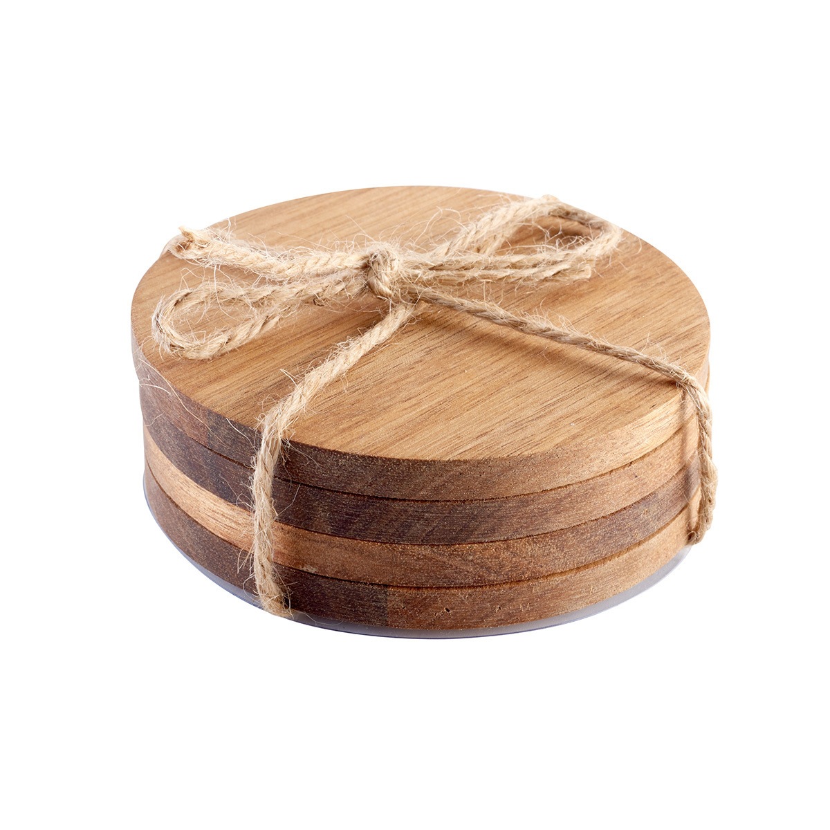 Wooden coaster four-piece set commercial acacia wood black walnut splicing laser carving round irregular heat insulation coaster