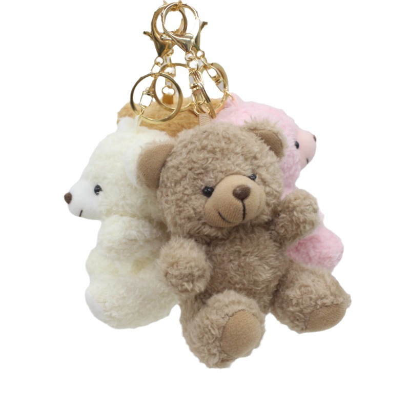 New Cartoon Curly Teddy Bear Plush Keychain Bag Charm Phone Case Decoration Doll Toy