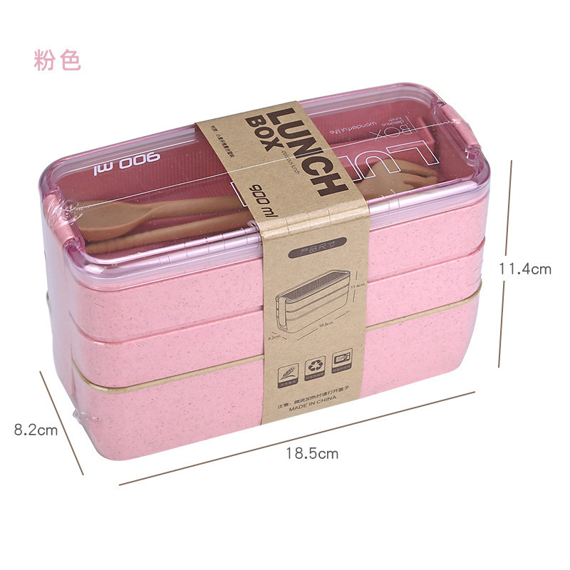 Japanese-style kawaii student lunch box, bento box with compartments, microwave-safe, fruit salad, office workers' light meal box