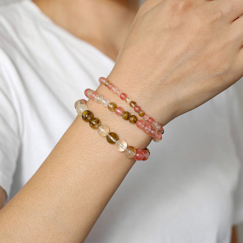 4mm/6mm/8mm three-piece bracelet set stone beads elastic rope simple label set unisex hand jewelry