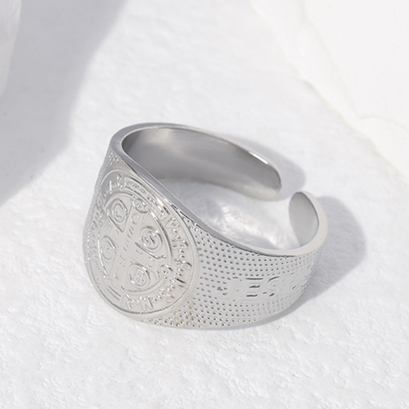 Titanium steel ring women leaf love shape niche simple open stainless steel ring