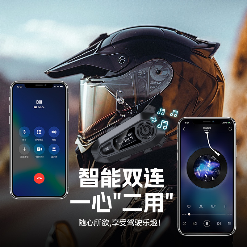 New Wireless Answering Bluetooth Helmet Headset A1 Motorcycle Riding FM Radio LED Screen Display IPX6 Waterproof