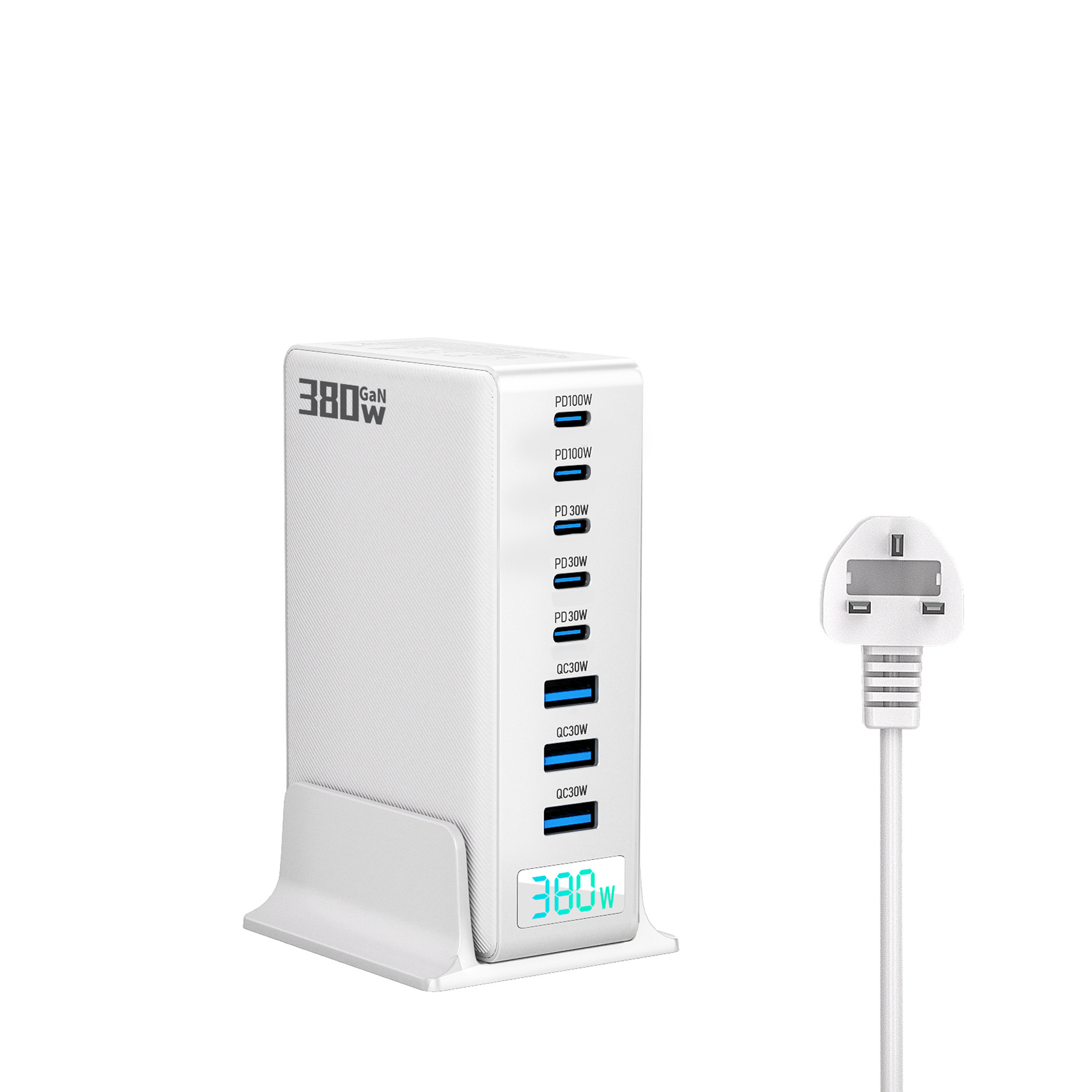 380W GaN Charger Multi-Port Desktop Charging Station Fast Charging Head Compatible with Apple 17 Laptop Power Adapter