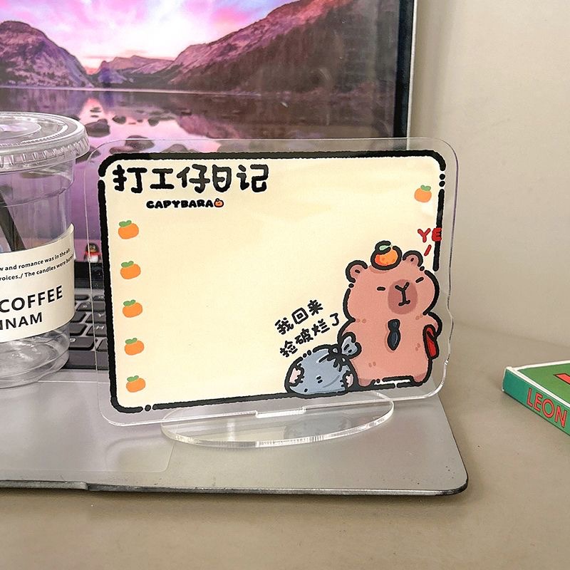 Capybara Message Board Childlike Writing Wipeable Desktop Acrylic Standing Sign Water Figure Ornament