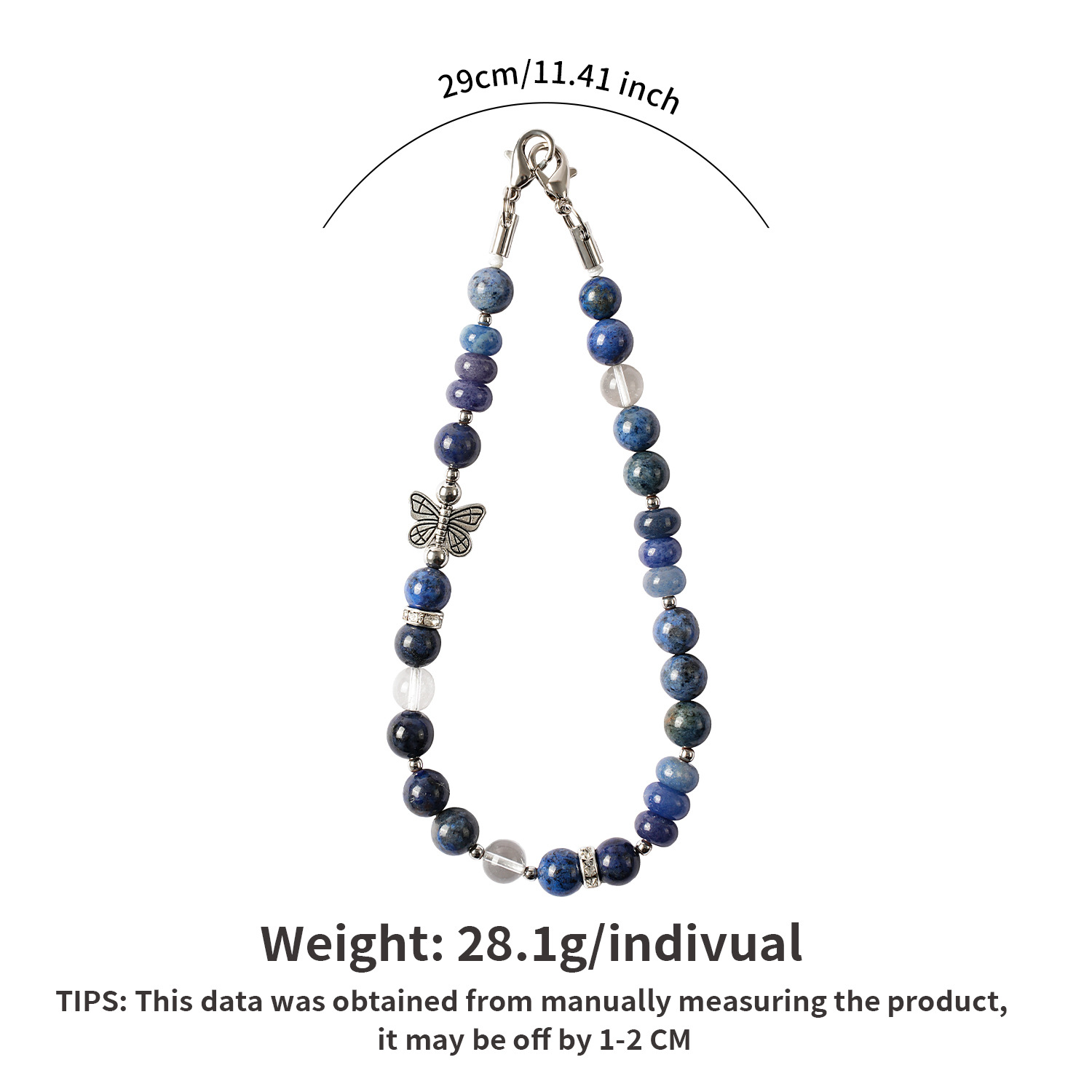 Beaded Phone Lanyard Stone Amethyst Obsidian High Quality Natural Stone Phone Strap