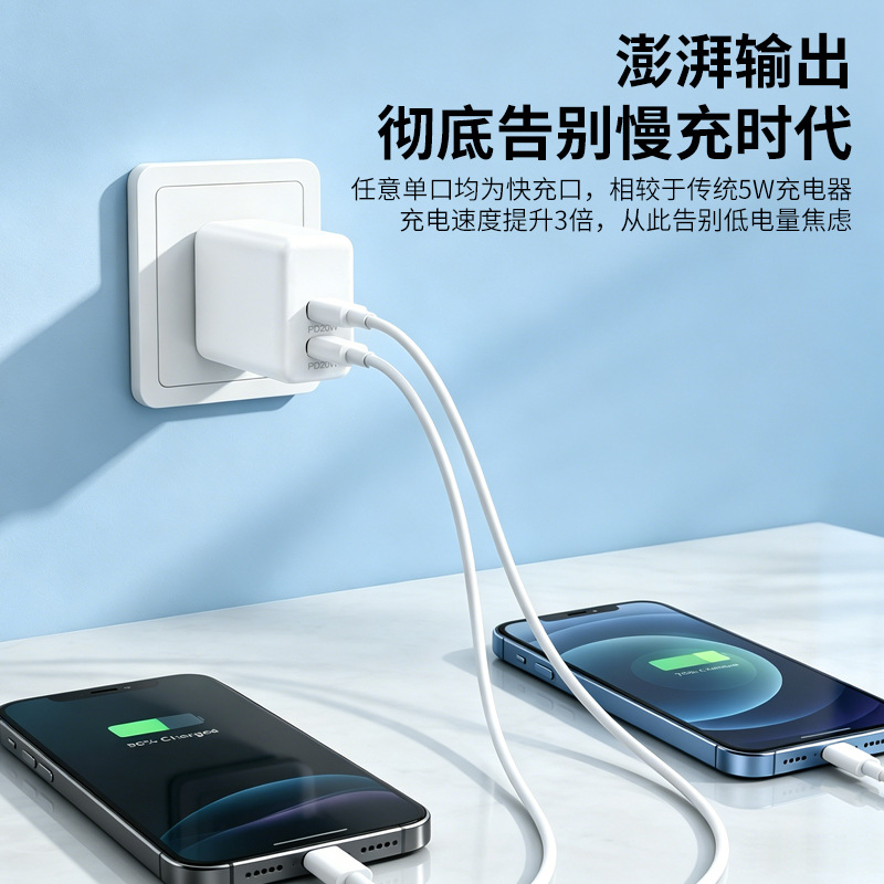 Japanese 20W dual-port PD fast charging head Type-C fully certified PSE UL CE UKCA SAA phone charger
