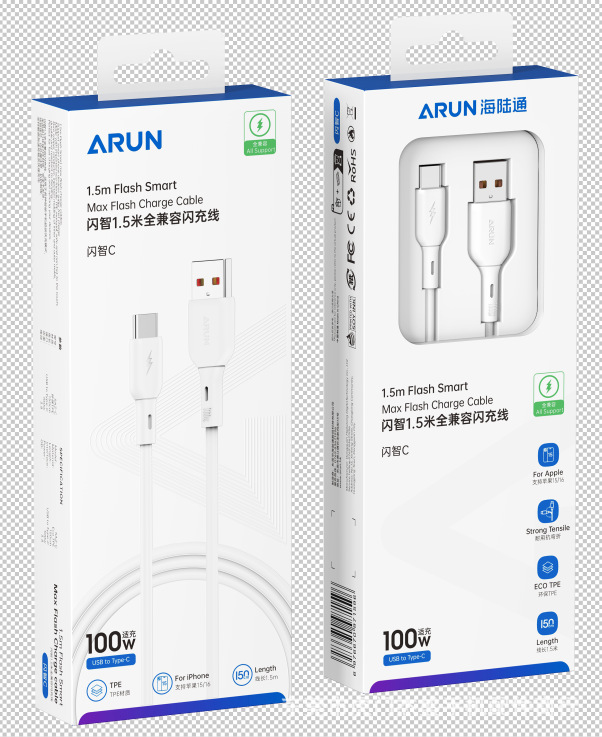 闪智C  TYPE-C线100W（1.5米） · 白色