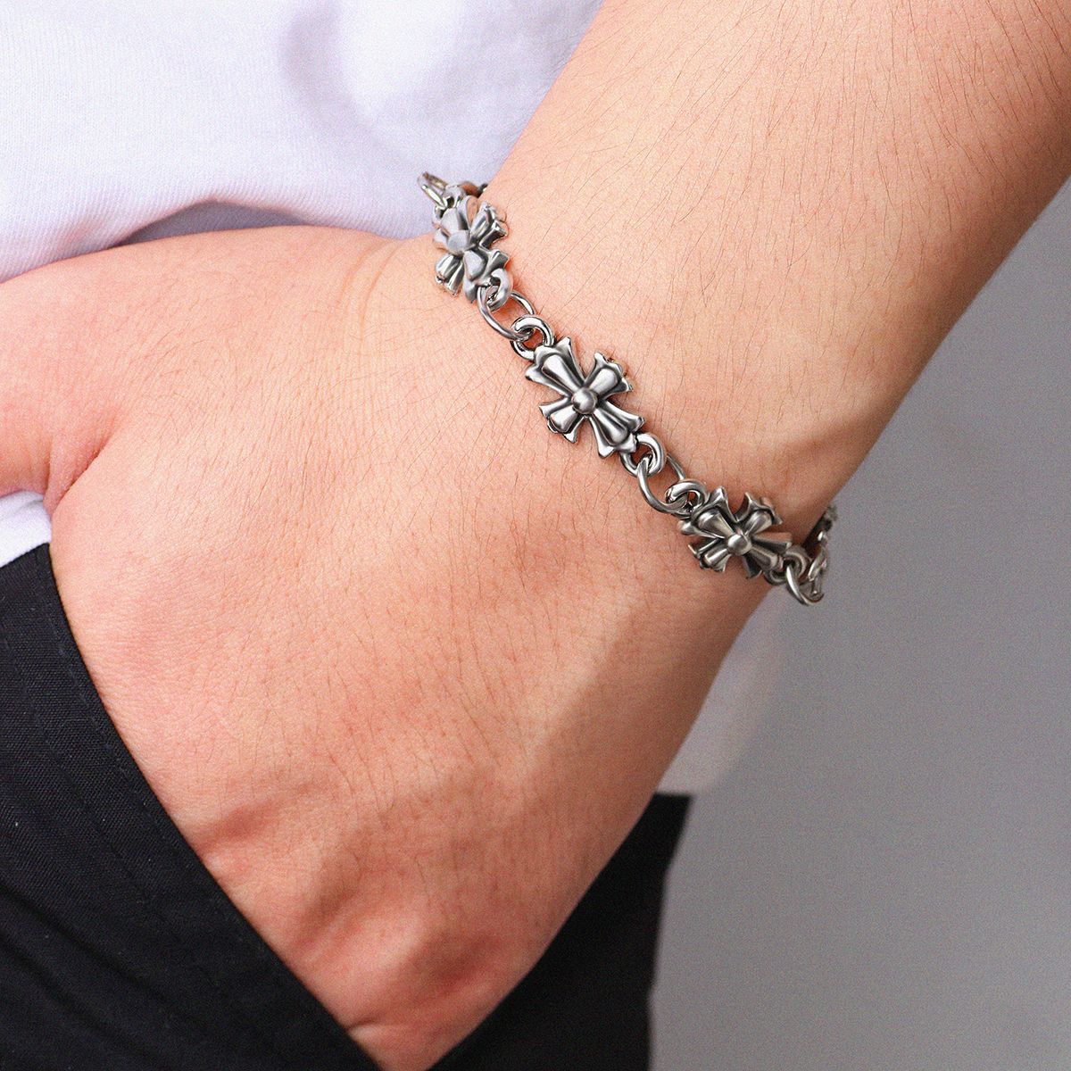 New Gothic Cross Men's Alloy Bracelet High Quality Street Gothic Style