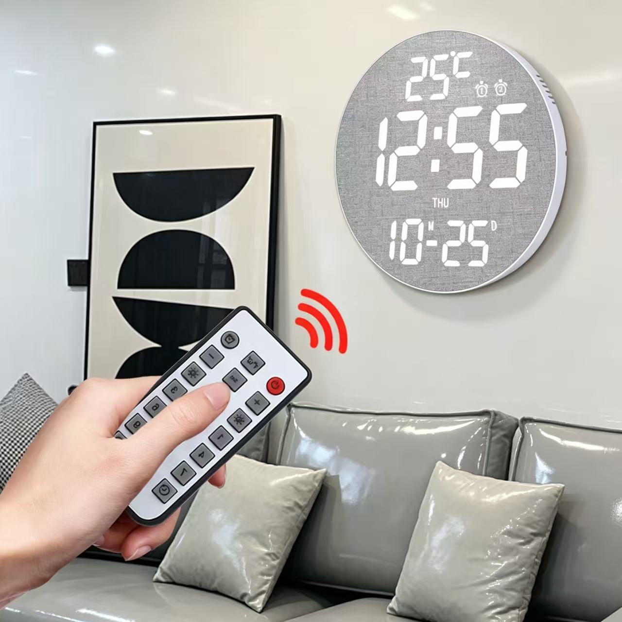 Factory-sold wifi wall clock, RGB electronic perpetual calendar, automatic time-setting, office living room digital clock, APP smart alarm clock