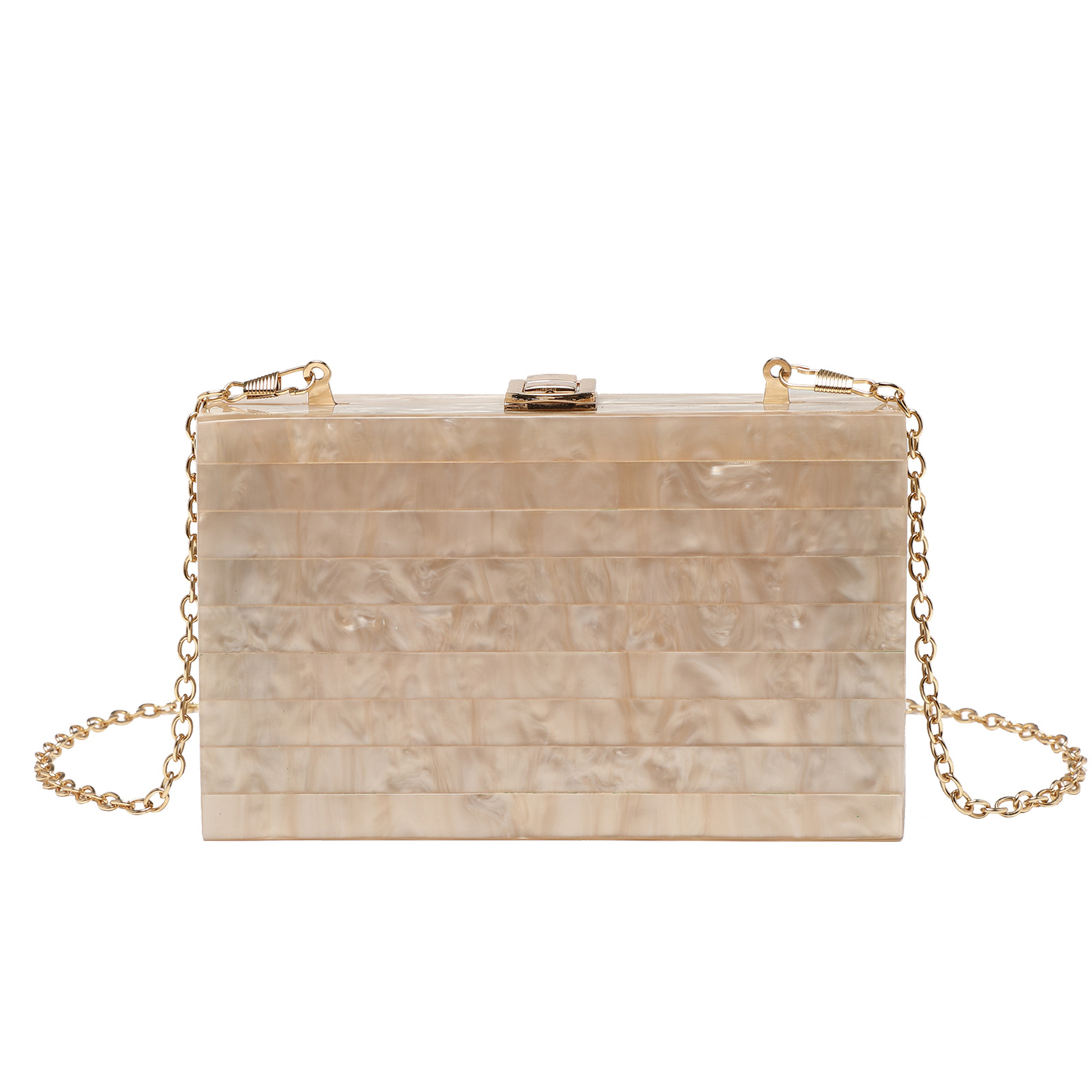 2023 New Evening Bag Striped Stitching Pearlescent Acrylic Clutch Bag Crossbody Exclusive