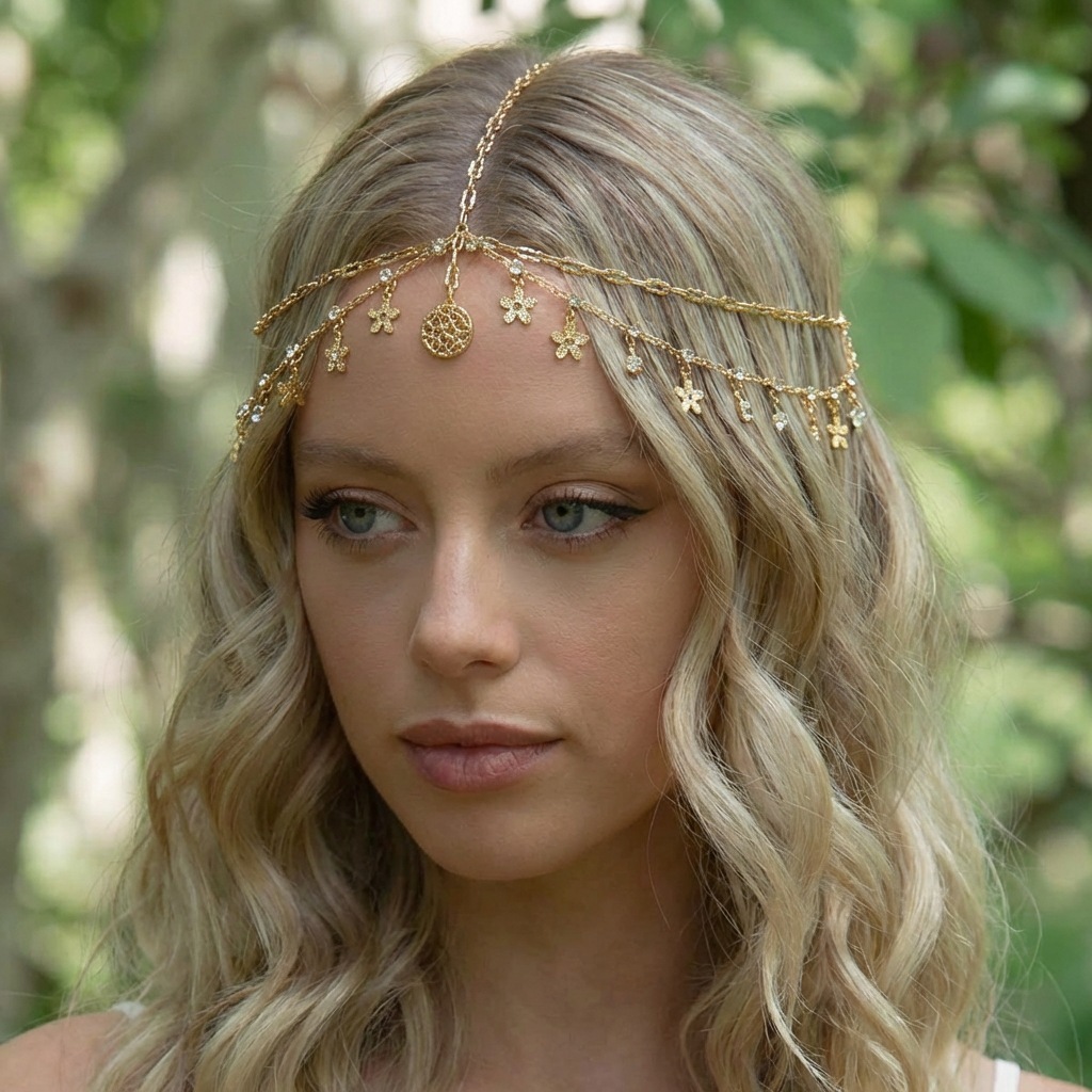 Exotic Rhinestone Chain Headband Headpiece Bride Hairband Accessories