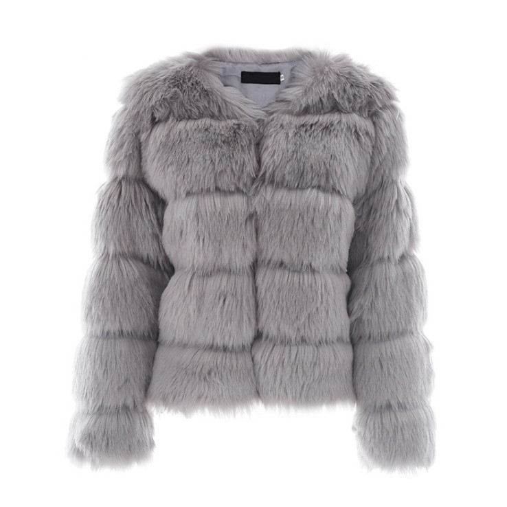 Fur imitation fox fur faux fur jacket women's short long sleeve faux fur artificial fur jacket