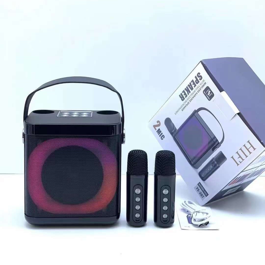 YS307 Karaoke Set KTV Sound Wireless Bluetooth Dual Microphone Speaker Microphone All-in-One