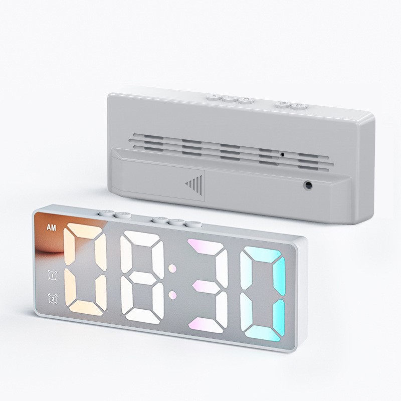 LED Mirror Electronic Alarm Clock USB Battery Dual Use Smart Voice Control Clock Student Special Alarm Clock