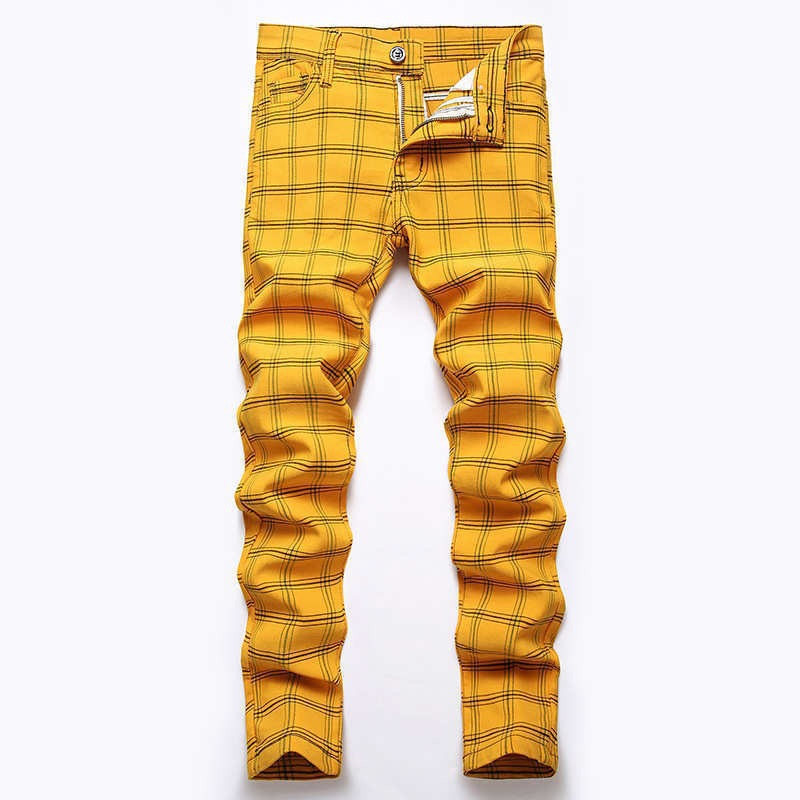 New Men's Color Block Slim Fit Casual Pants Sweatpants Young Men Straight Leg Pants