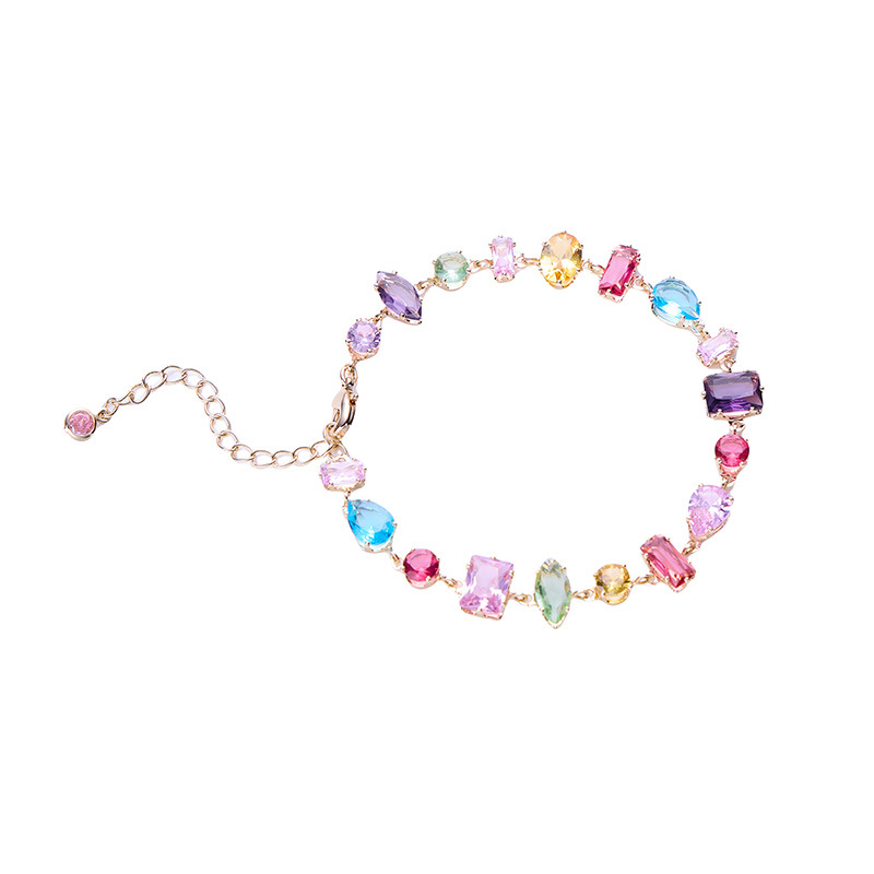 Candy Dopamine Zircon Inlaid Geometric Drop Delicate Bracelet Niche Jewelry for Women