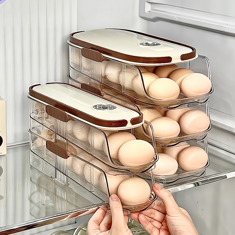 Egg Storage Box Side Door Storage Refrigerator Special Food Grade Rolling Egg Rack Fresh-Keeping Shelf Tray