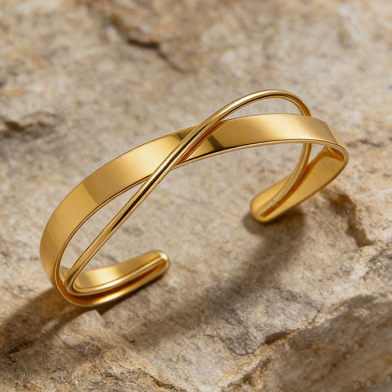 Open adjustable irregular geometric arm ring metal exaggerated cross bracelet arm bracelet