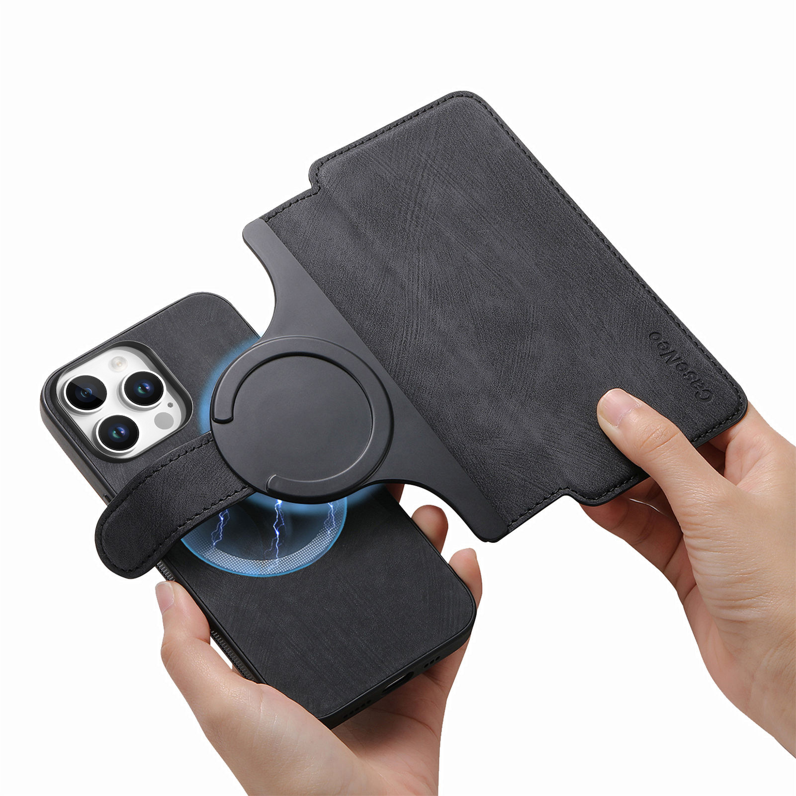 For Apple 18 Pro Max two-in-one magnetic phone case full coverage 17e anti-drop iPhone 18 protective leather case